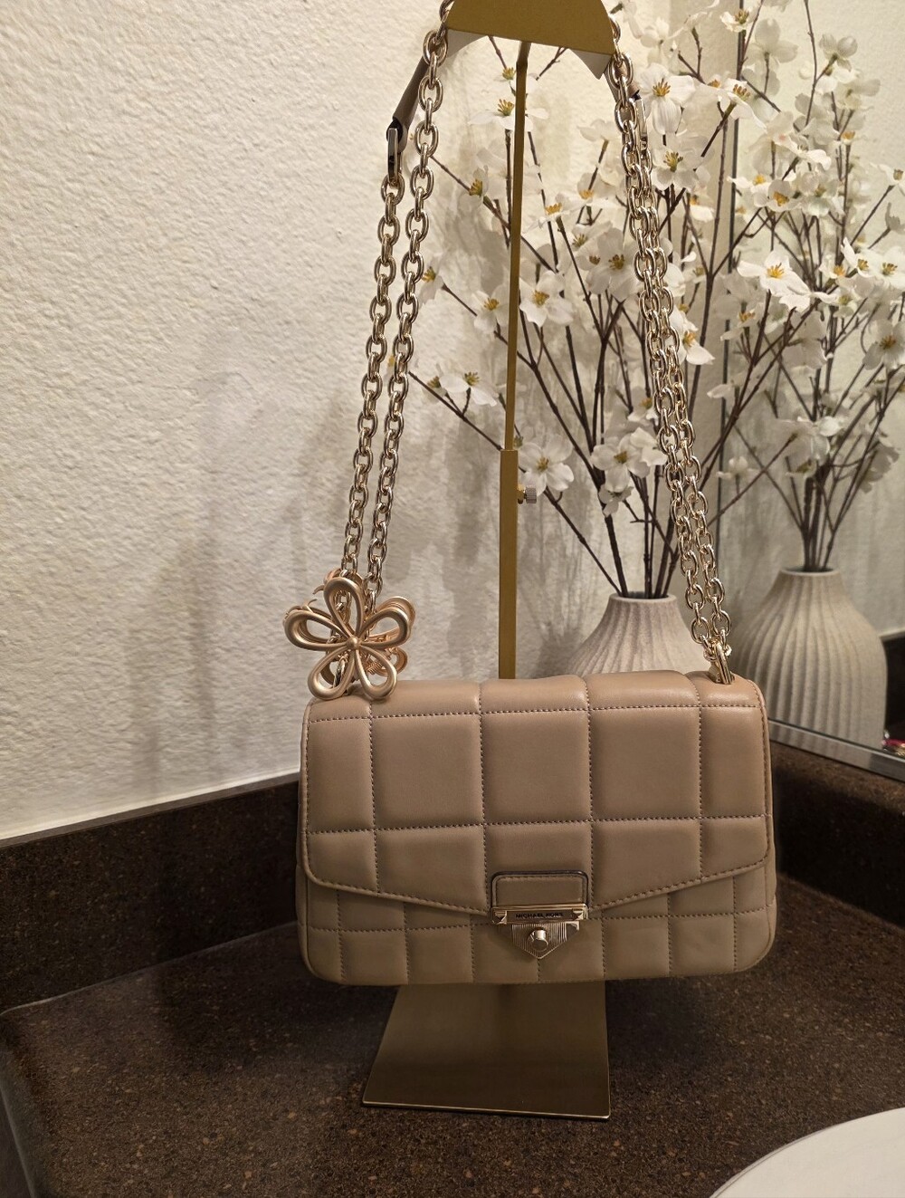 Michael Kors Soho Chain Quilted Leather Camel/Gold Shoulder Bag